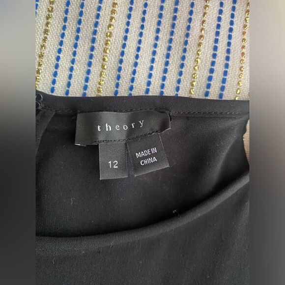 Theory Dress Size 12 100% Silk Black Layered Lined Chiffon Slip Sleeveless - Picture 4 of 10